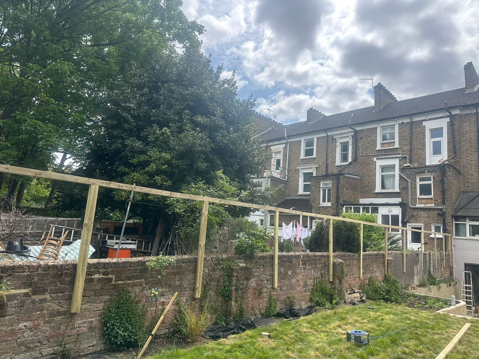 New fence posts set in position along the boundary