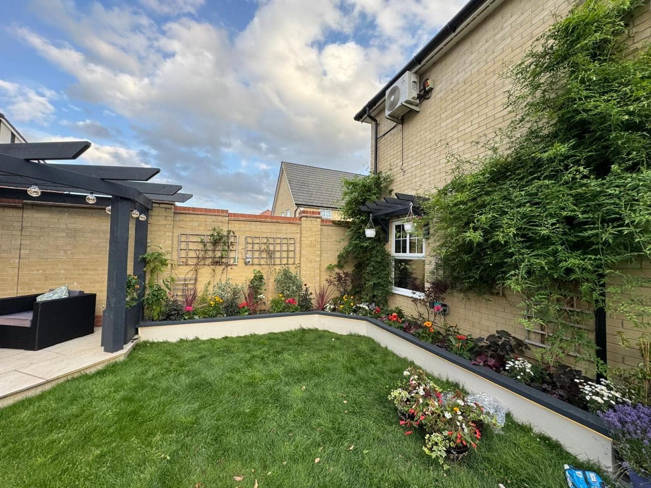Close-up of the renovated borders and planting