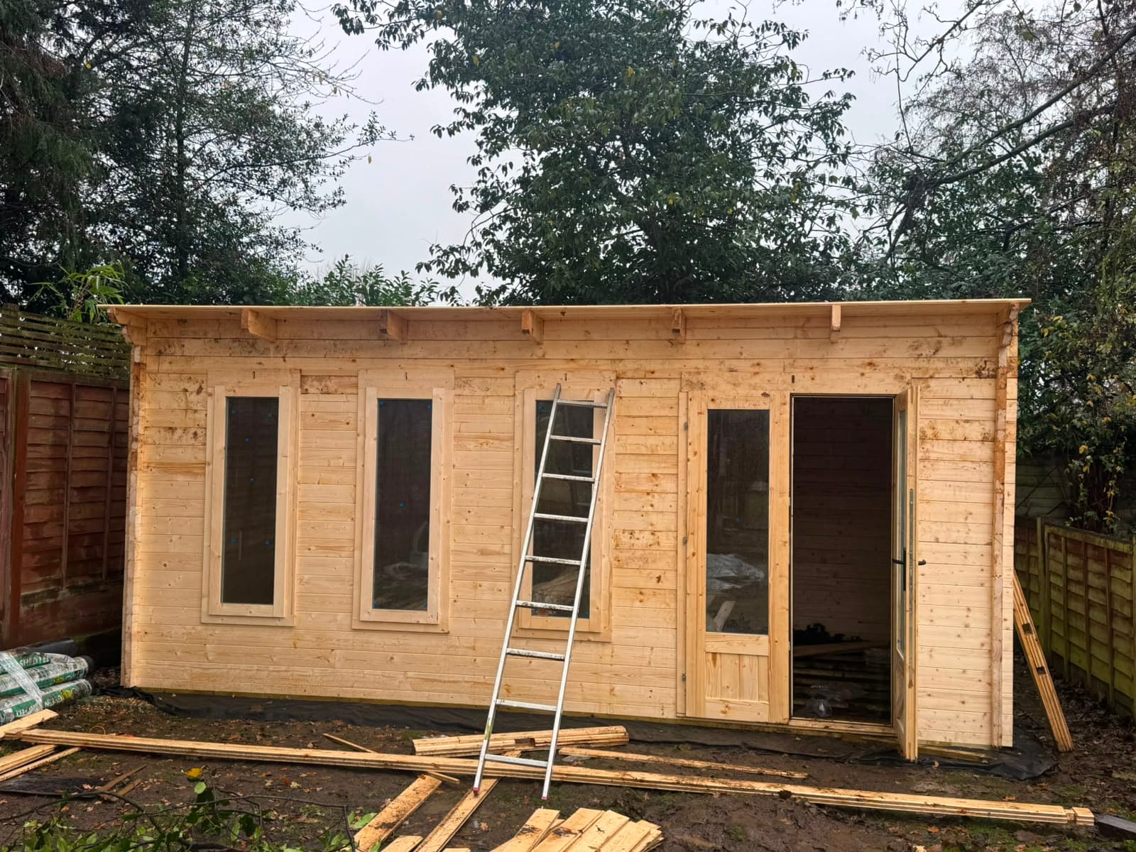 The completed summer house in place