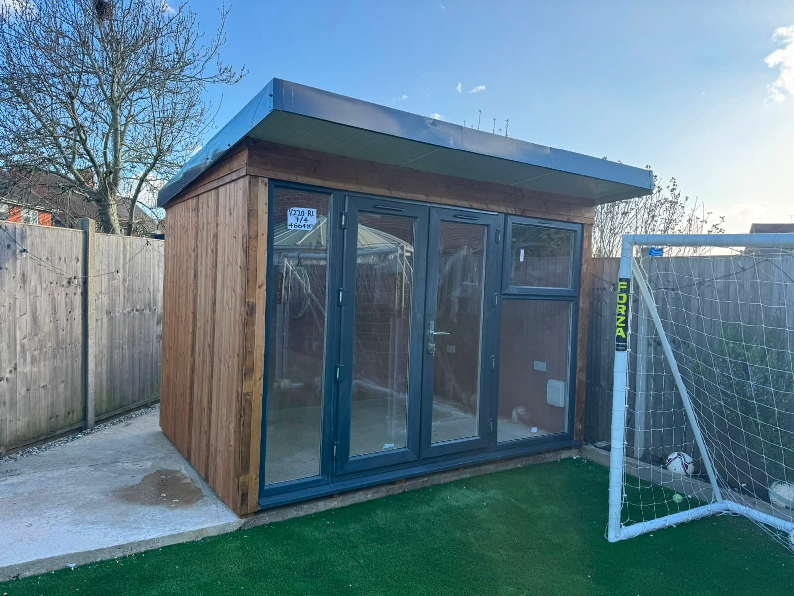 The completed summer house installation
